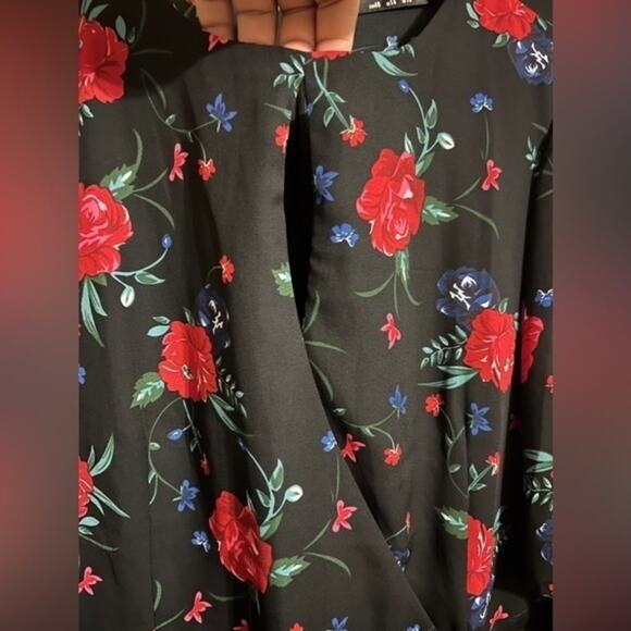 Fashion Union | Black Floral Midi Dress - Picture 3 of 7